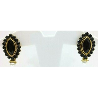 Gold Oxidized Women Earring Stud Jewelry PushBack Classy Gift Rhinestone Bead 21